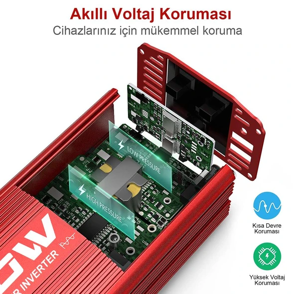 KOBB KBN750 12V/220V 750Watt Tam Sinüs Dönüştürücü İnvertör - 9