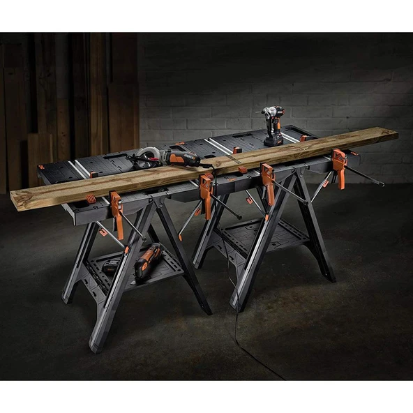 WORX WX051 Çok Fonksiyonlu Katlanabilir Çalışma Tezgâhı + 2 Adet Tetik İşkence - Resim 4