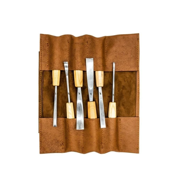 Rox Wood 0126 Deri Çantalı Premium Iskarpela Seti 6 Parça - Resim 7