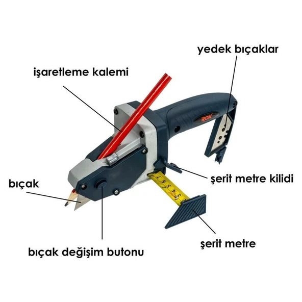 Rox 0124 Portatif Alçı Plaka Ölçme Kesme ve İşaretleme Aleti - 11