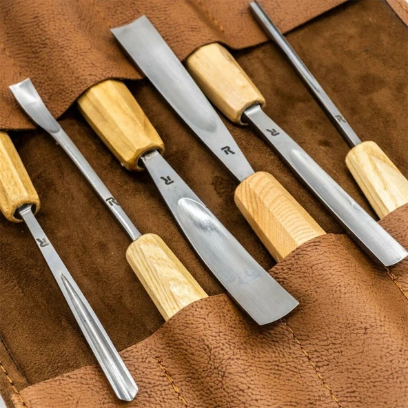 Rox Wood 0126 Deri Çantalı Premium Iskarpela Seti 6 Parça - Resim 9