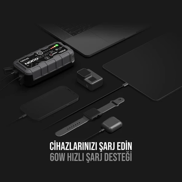 NOCO GBX45 12V 1250Amp Ultrasafe Lityum Akü Takviye + Powerbank + Led Lamba - Resim 4