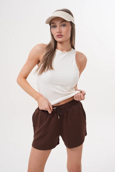 Kadın Modal Şort Beli Lastikli Cepli Şort MODAL-ŞORT - 11