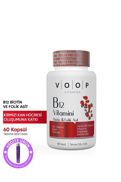 B12 VİTAMİNİ - BİOTİN&FOLİK ASİT CİLT, SAÇ, TIRNAK VE BEYİN SAĞLIĞI DESTEKLEYİCİ 60 BİTKİSEL KAPSÜL. - 2