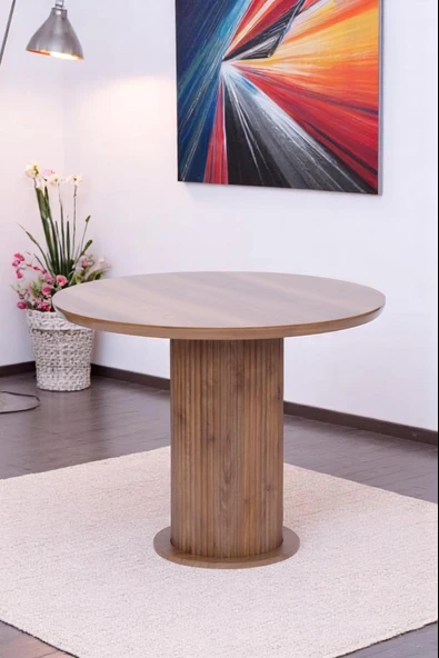 Bohem Ihlamur Yuvarlak Lak Panel Mutfak Masa Takımı 100cm - Resim 6