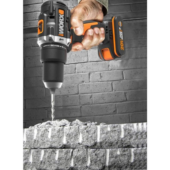 WORX WX352.9 20Volt Kömürsüz Profesyonel Şarjlı Darbeli Matkap (Akü Dahil Değildir) - 4