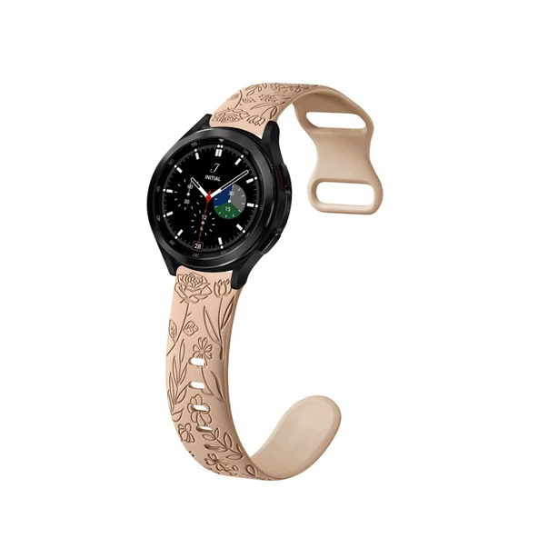 Samsung Watch 4 Classic 46mm/42mm için Silikon Kordon - Çiçek Desenli - Renk 1