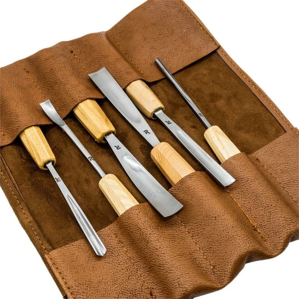 Rox Wood 0126 Deri Çantalı Premium Iskarpela Seti 6 Parça - Resim 8