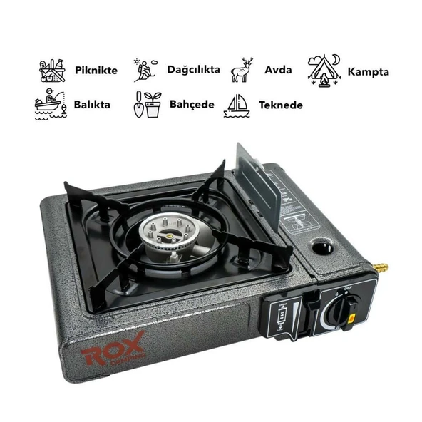 Rox Camping 0103 Tekli Portatif Kamp Ocak, Rüzgarlıklı, Ekstra Gaz Girişli - 11