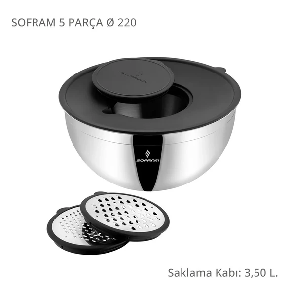 Sofram 5 Parça 22 Cm Karıştırma ve Saklama Kabı 3,50 Litre