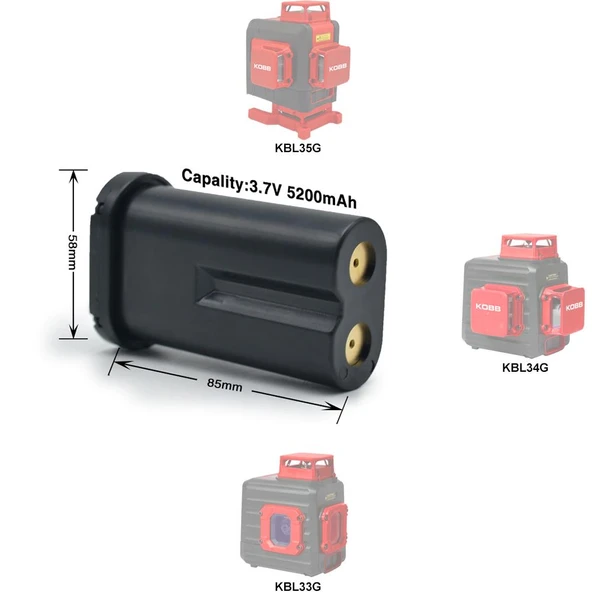KOBB KBL01 3.7Volt/5200mAh Li-ion Lazer Hizalama Yedek Aküsü - Resim 2