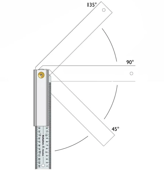 Hultafors QUATTRO25 Ayarlı Üç Açılı Çelik Gönye 250 mm 253103 - 9