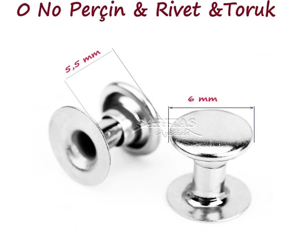 Perçin Rivet 0 no 6mm 150 Takım (Leathercraft, Deri Hobi) - 4