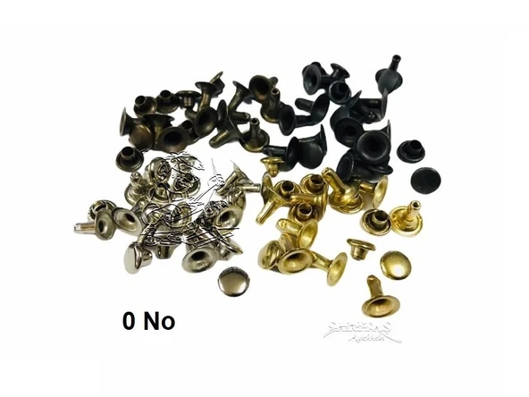 Perçin Rivet 0 no 6mm 150 Takım (Leathercraft, Deri Hobi)