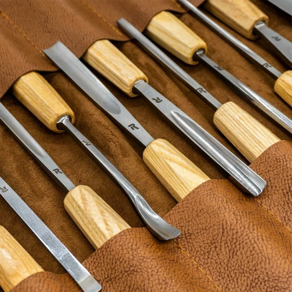 Rox Wood 0125 Deri Çantalı Premium Iskarpela Seti 12 Parça - 8