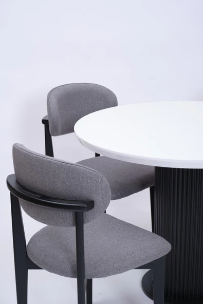 Bohem Norte Yuvarlak Mutfak Masa Sandalye Takımı 100cm - Resim 5