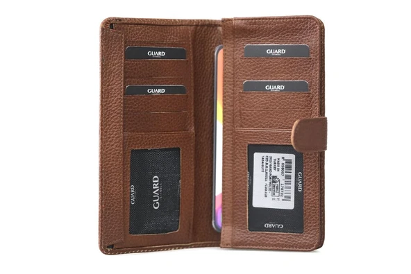 Guard Taba Hakiki Deri Telefon Girişli Patlı Kadın Cüzdanı El Portföyü - GRD250519WT1868 - Resim 2