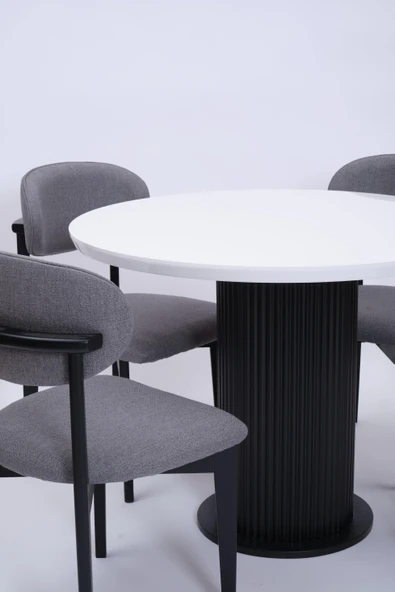 Bohem Norte Yuvarlak Mutfak Masa Sandalye Takımı 100cm - Resim 4