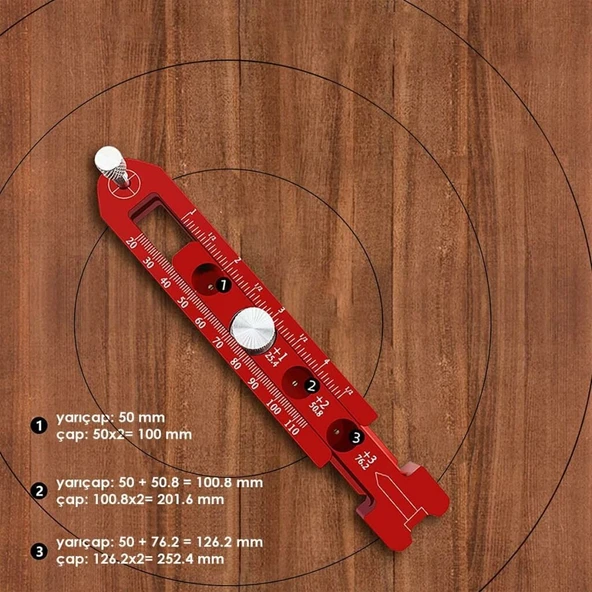 Rox Wood 0165 Ahşap İçin Alüminyum Dairesel İşaretleme Cetveli - 11