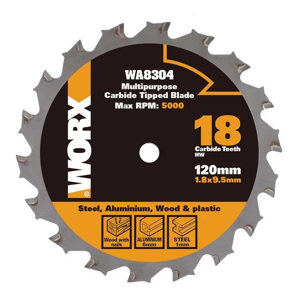 WORX WA8304 120x9,5mm Metal, Ahşap, PVC, Alüminyum Kesme, Elmas Daire Testere Bıçağı - 3