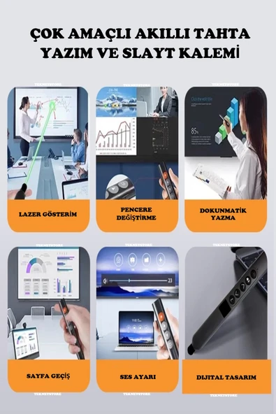 Akıllı Tahta Dokunmatik Yazım Kalemi Slayt Dijital Sunum Kumandası Wireless Presenter Pointer - 3