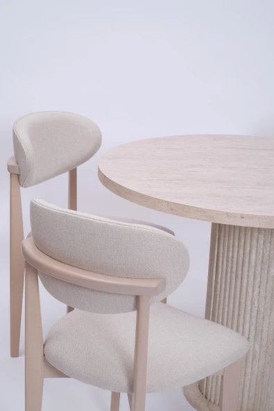 Bohem Norte Yuvarlak Mutfak Masa Sandalye Takımı 100cm - Resim 9