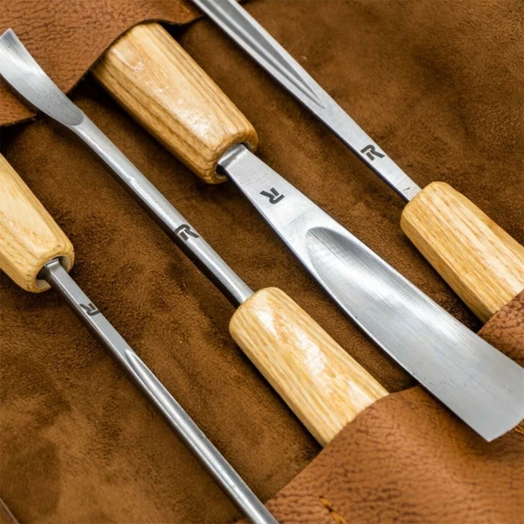 Rox Wood 0127 Deri Çantalı Premium Iskarpela Seti 4 Parça - Resim 9