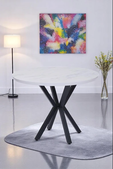 Göksu Yuvarlak Lak Panel Mutfak Masası 100cm - 9