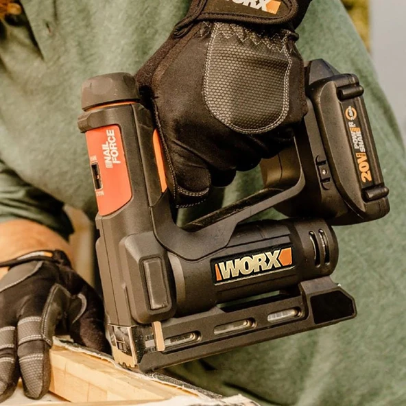 WORX WX843 20Volt/2.0Ah. Li-ion Şarjlı Profesyonel 6-14mm Zımba ve 15mm Çivi Çakma + 3500 adet Yedek Zımba ve Çivi - 4