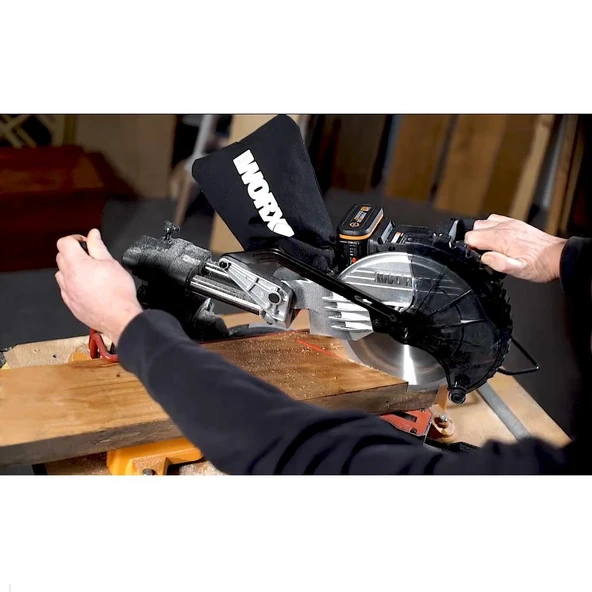 WORX WX845.9CB 20Volt/2.0Ah Li-ion Çift Akülü Şarjlı 216MM Profesyonel Kızaklı Gönye Kesme - 10