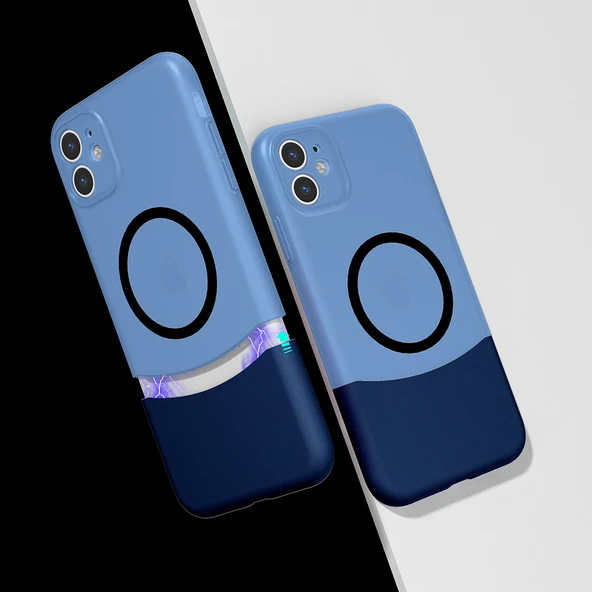 iPhone 11 Kablosuz Şarj Destekli Kılıf Mıknatıslı Duble Kapak - Resim 5