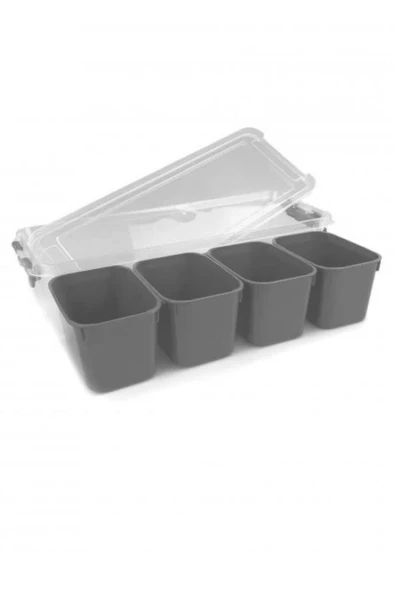 Flora 4 Bölmeli Derin Saklama Kabı, Kuruyemiş Meyve Takı Lego Baharat Kahvaltı Organizer Kutu 3,4 Lt - 2