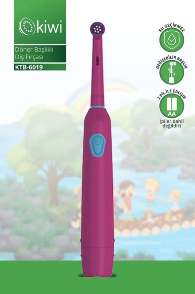 Kiwi Ktb-6019 Döner Başlıklı Plak Giderici Pilli Diş Fırçası Beyaz Bordo