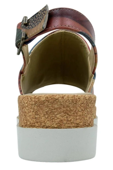 Kadın Vegan Deri Çok Renkli Kalın Taban Sandalet - Blooming Dog Tasarım - 7