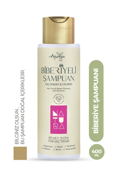 ASELYA BİBERİYE ÖZLÜ ŞAMPUAN  SAÇ DÖKÜLMESİNE KARŞI ETKİLİ, BITTIM, BİOTİN VE KAFEİN İÇERİKLİ 400 ML