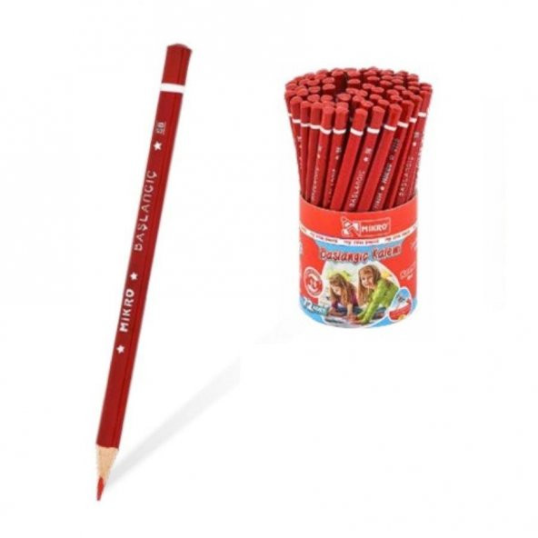 Kırmızı Jumbo Üçgen İlk Kalemim Mikro Kırmızı Kalın Kurşun Kalem Başlagıç 1 Adet - 2