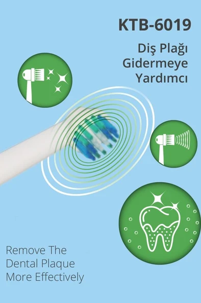Kiwi Ktb-6019 Döner Başlıklı Plak Giderici Pilli Diş Fırçası Mavi - 2