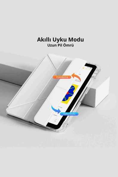 Fuchsia Honor Pad V9 Uyumlu 11.5 inç Kalem Bölmeli Trifolding Tablet Kılıfı - Resim 11