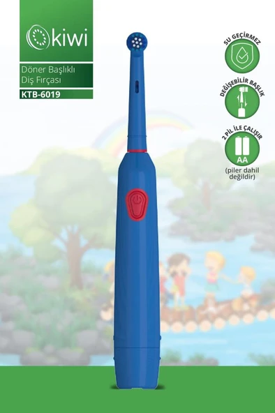 Kiwi Ktb-6019 Döner Başlıklı Plak Giderici Pilli Diş Fırçası Mavi