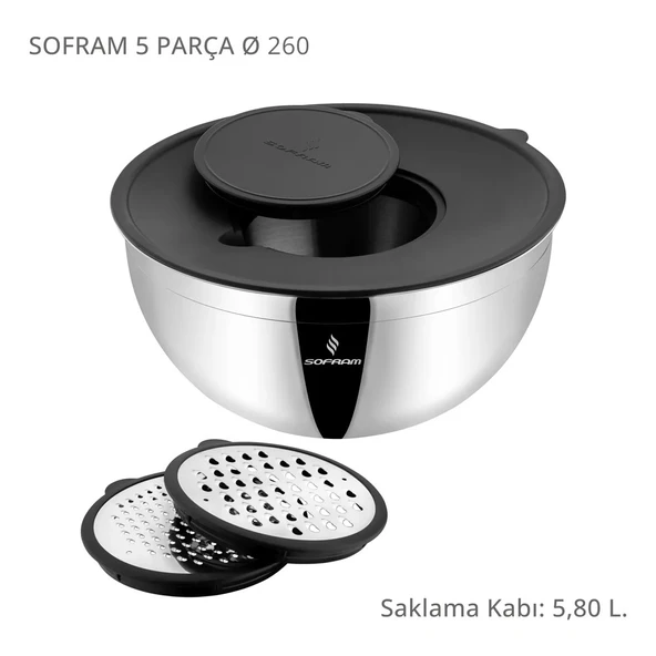 Sofram 5 Parça 26 cm Karıştırma ve Saklama Kabı 5,80 Litre