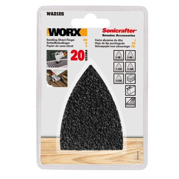 WORX WA2125 20 Parça Çok Amaçlı Zımpara Makinası Cırtlı Universal Yedek Zımpara Kâğıdı Seti - 4