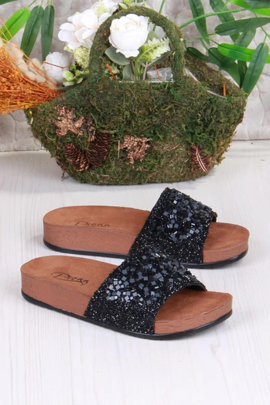 Fort 01203 Pienn Anatomik Esnek Rahat Taşlı Boncuklu Kadın Terlik - Resim 3