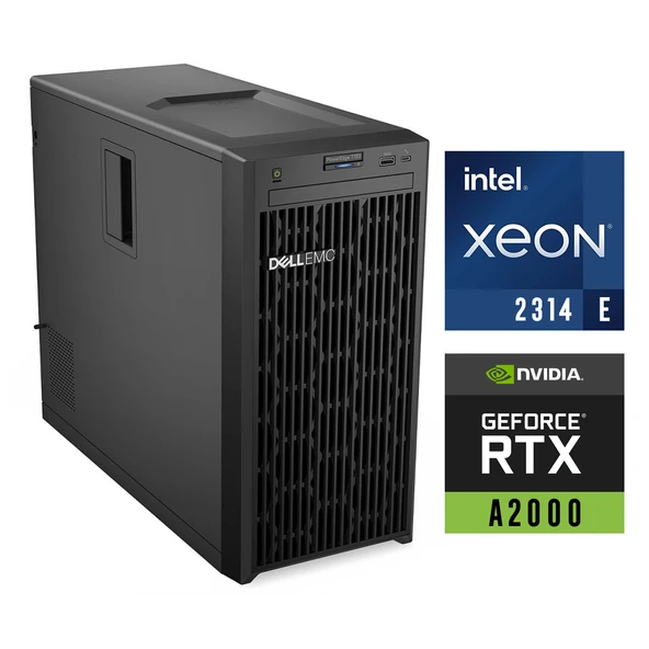 DELL PowerEdge T150 Intel Xeon E-2314 32GB 1TB HDD 12 GB RTXA2000 W11P Server PET150SPL2 047