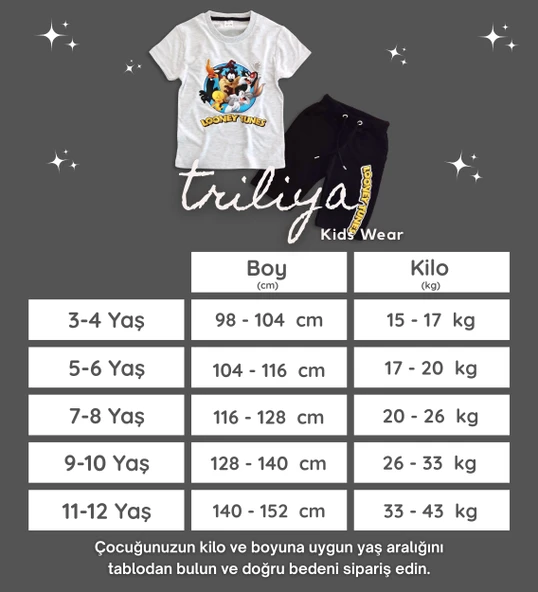 Triliya Pamuklu Unisex Çocuk Kapri Takımı (Cepli & Kordonlu, 3-12 Yaş) TRL-52 - 7