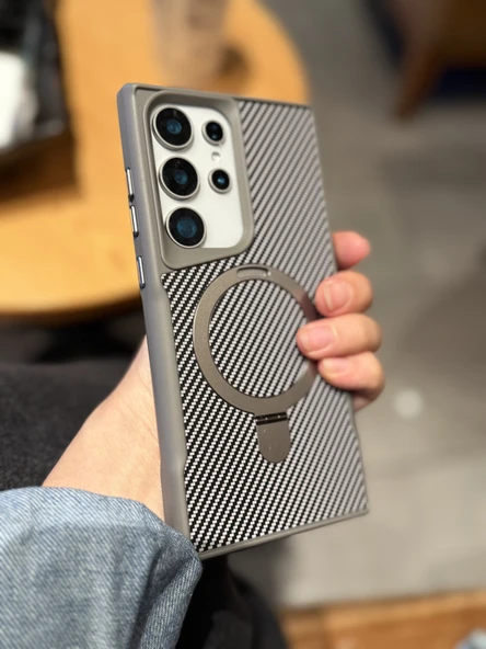 Samsung Galaxy S25 Uyumlu Manyetik Zırhlı Standlı Telefon Kılıfı - Siyah - 9