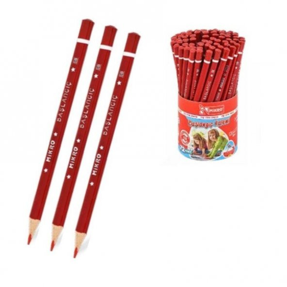 Kırmızı Jumbo Üçgen İlk Kalemim Mikro Kırmızı Kalın Kurşun Kalem Başlagıç 3 Adet - 2