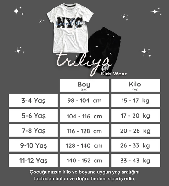 Triliya Pamuklu Unisex Çocuk Kapri Takımı (Cepli & Kordonlu, 3-12 Yaş) TRL-53 - 4