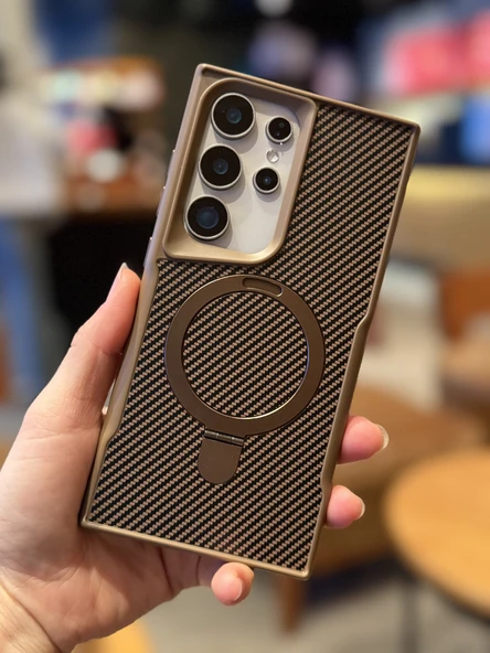 Samsung Galaxy S25 Uyumlu Manyetik Zırhlı Standlı Telefon Kılıfı - Siyah - 7