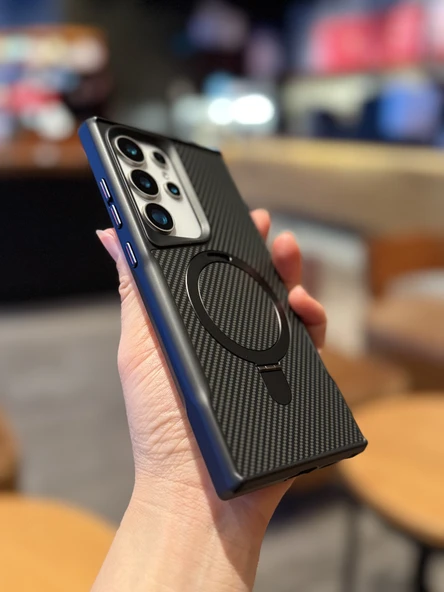 Samsung Galaxy S25 Uyumlu Manyetik Zırhlı Standlı Telefon Kılıfı - Siyah - 4