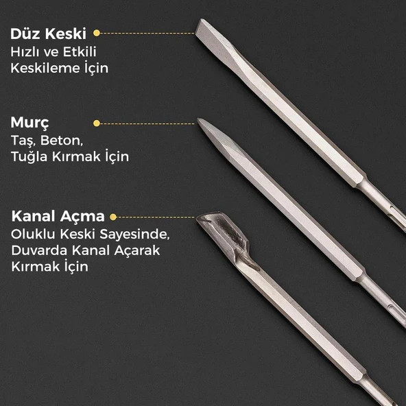 CAT DA03902 17 Parça Tungsten Karbür SDS-Plus Beton Kırıcı/Delici Matkap Ucu - 5